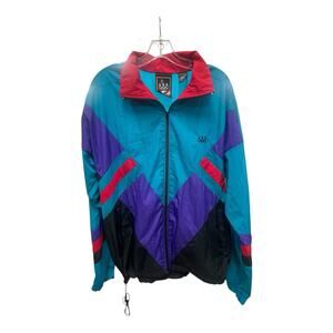 Vtg 90s USA Olympics Men's Medium JCP Teal Red Color Block Windbreaker Jacket